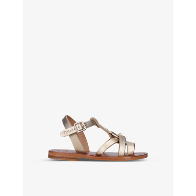Shop Chloé Ring-embellished Leather Sandals 6-9 Years In Gold