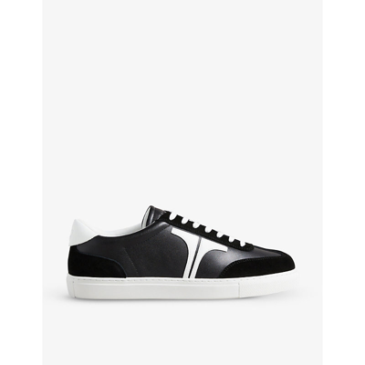 Shop Ted Baker Men's Black Robbert Recycled Leather And Suede Low-top Trainers