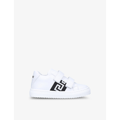 Shop Versace Greca Leather Low-top Trainers 3-4 Years In White