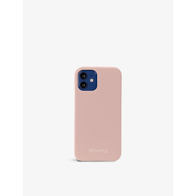 Shop Mintapple Branded Grained Leather Iphone 12 Case