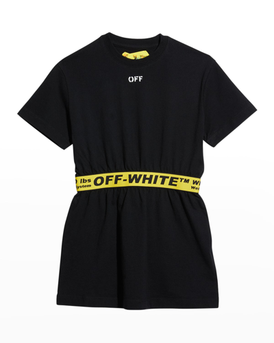 Shop Off-white Girl's Industrial T-shirt Dress In Blackwhite