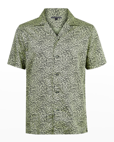 Shop John Varvatos Men's Danny Camp Shirt In Lime Light