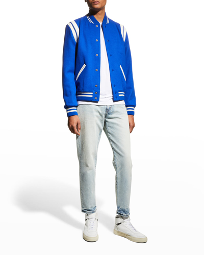 Saint Laurent blue Teddy Varsity Jacket