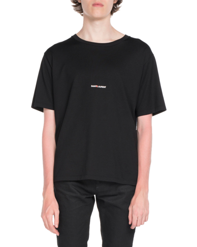 Shop Saint Laurent Men's Classique Logo-print T-shirt In Black