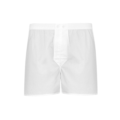 Shop Derek Rose Savoy White Cotton Boxer Shorts