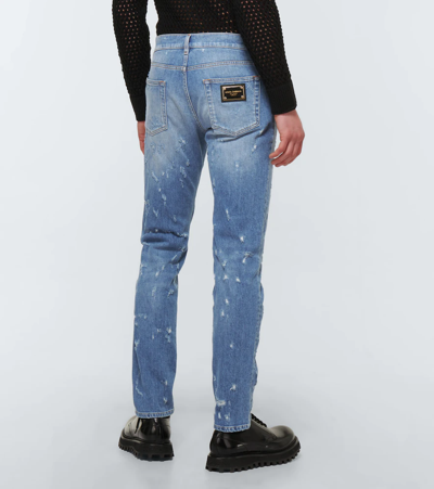 Shop Dolce & Gabbana Distressed Straight-leg Jeans In Combined Colour