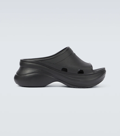 Shop Balenciaga Pool Crocs™ Rubber Sandals In Black
