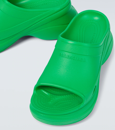 Shop Balenciaga Pool Crocs Rubber Sandals In Green