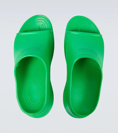 Shop Balenciaga Pool Crocs Rubber Sandals In Green