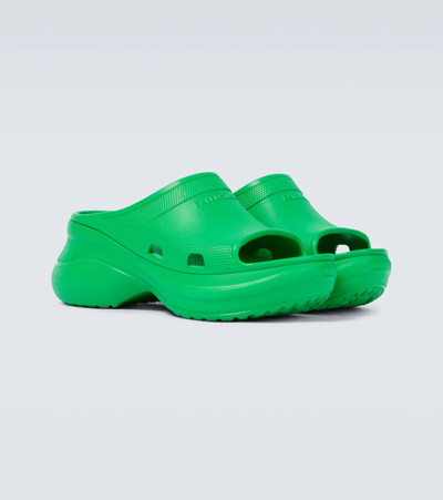 Shop Balenciaga Pool Crocs Rubber Sandals In Green