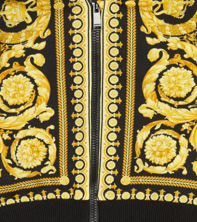 Shop Versace Baby Barocco Printed Cotton Hoodie In Nero+oro