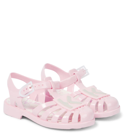 Shop Kenzo Rubber Sandals In Pale Pink