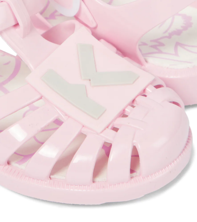 Shop Kenzo Rubber Sandals In Pale Pink