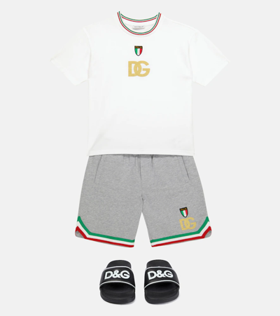 Shop Dolce & Gabbana Cotton Jersey Shorts In Melange Grigi