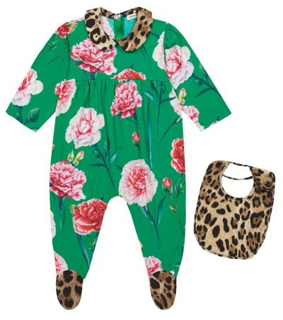 Shop Dolce & Gabbana Baby Printed Onesie And Bib Set In Variante Abbinata