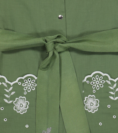 Monnalisa Broderie Anglaise Cotton Playsuit In Verde Salvia