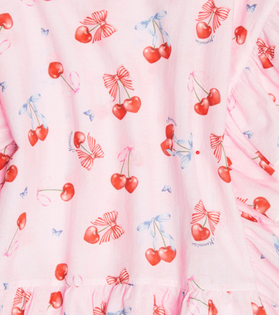 Monnalisa Baby Ruffled Cotton Muslin Kaftan In Rosa+rosso