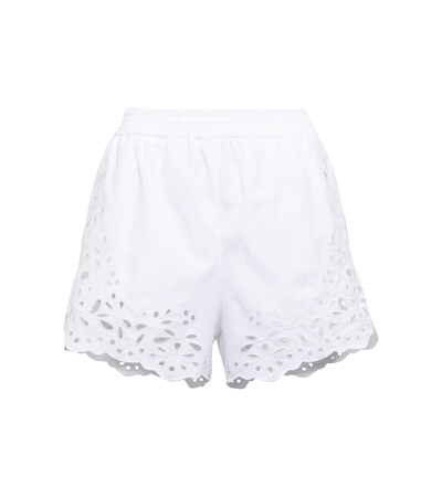 Shop Chloé Broderie Anglaise Cotton Shorts In White