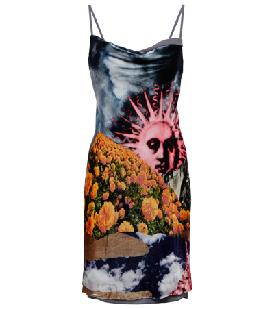 Shop Acne Studios Printed Velvet Slip Dress In Multi