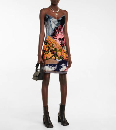 Shop Acne Studios Printed Velvet Slip Dress In Multi