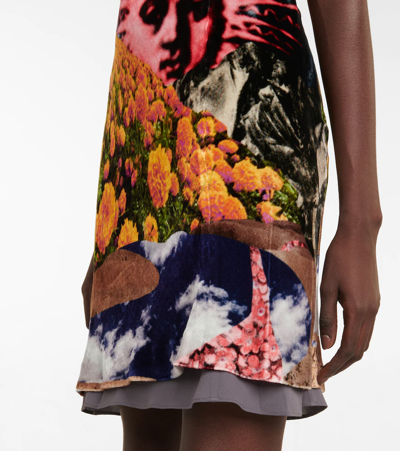Shop Acne Studios Printed Velvet Slip Dress In Multi