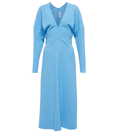 Shop Victoria Beckham Cady Midi Dress In Sky Blue