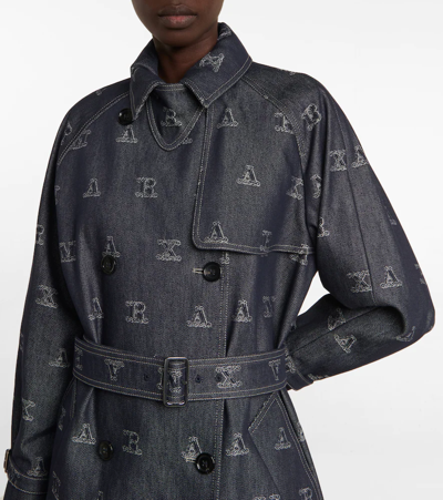 Shop Max Mara Mescal Jacquard Drill Trench Coat In Blu