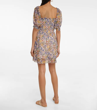 Shop Velvet Estelle Floral Crêpe Minidress In Buttercup