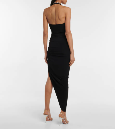 Norma Kamali Cayla Halterneck Ruched Midi Dress In Black
