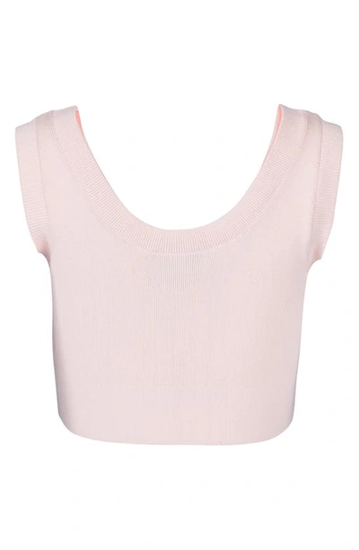 Shop Simone Rocha Beaded Cutout Scoop Neck Tank In Pale Pink/ Pearl/ Clear