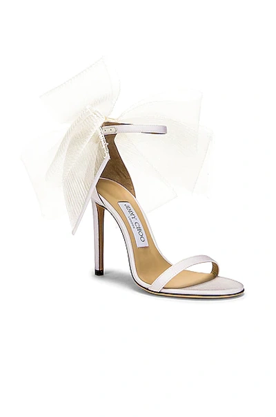 Jimmy Choo Aveline 100 Bow-embellished Grosgrain Sandals In Latte