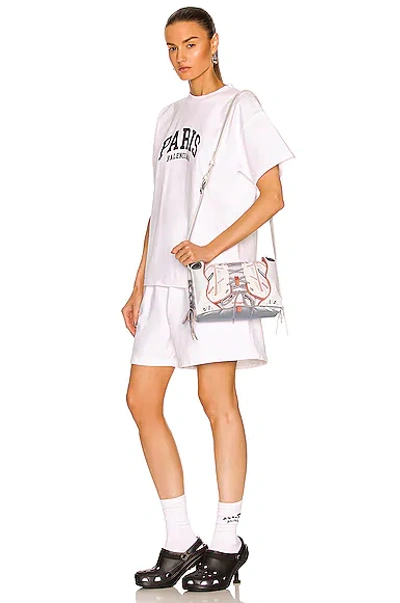 Shop Balenciaga Sneakerhead Flap Bag In White & Orange