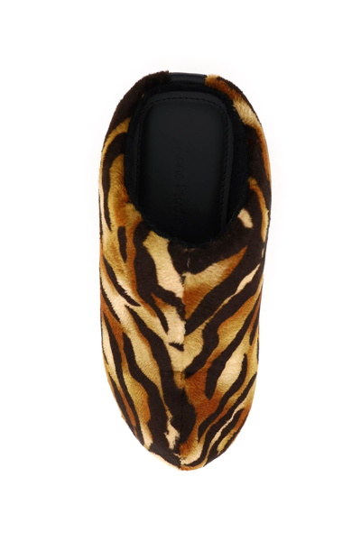 Shop Acne Studios Tiger Print Velvet Fabric Clogs In Mixed Colours