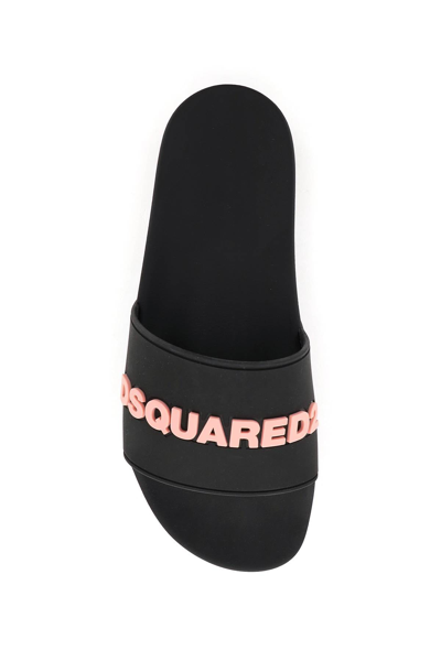 Shop Dsquared2 Logo Rubber Slides In Mixed Colours