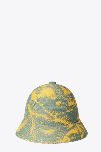 Shop Kangol Airbrush Casual Green And Yellow Camo Knit Cloche In Verde/arancio