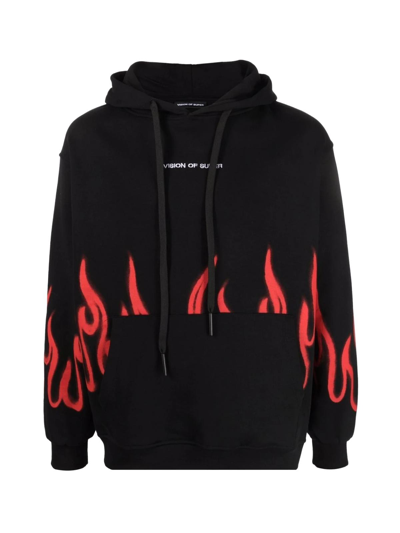 Shop Vision Of Super Cotton Black Hoodie W/red Spray Flames