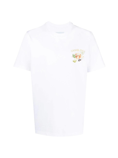 Shop Casablanca Printed T-shirt In White Casa Club