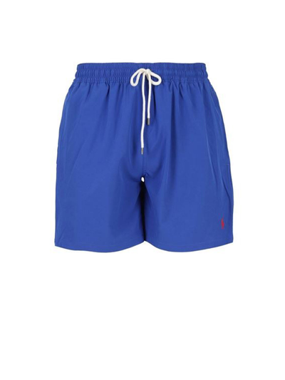 Shop Polo Ralph Lauren Swimsuit With Contrasting Logo In Blu