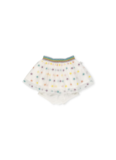 Shop Stella Mccartney Skirt With Tulle With Stars In Bianco/multicolor