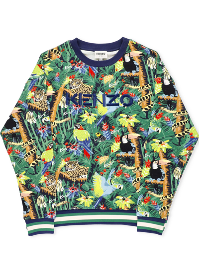 Shop Kenzo Tropical Print Sweatshirt In Marine