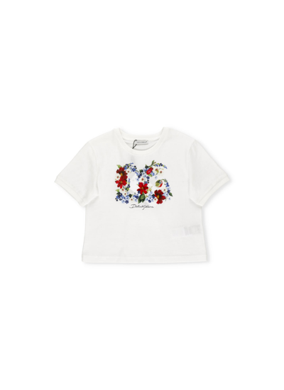 Shop Dolce & Gabbana T-shirt With Floral Logo In Giard.pittor.f.b.ott