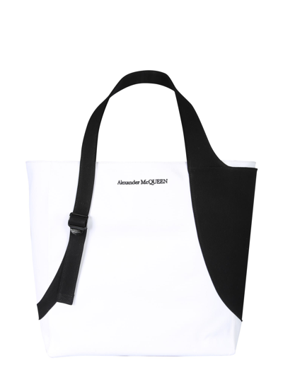 Shop Alexander Mcqueen Harness Tote Bag In Bianco