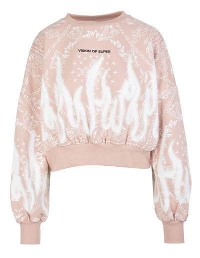 Shop Vision Of Super Woman Pink Short Sweatshirt With Bandana Print