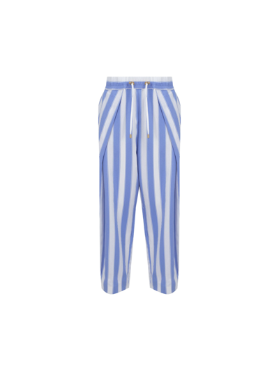 Shop Balmain Pants In Blanc/bleu