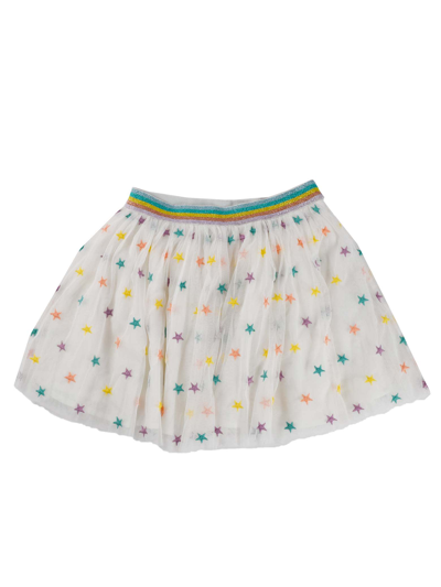 Shop Stella Mccartney White Tulle Skirt With Colorful Stars In Multicolor