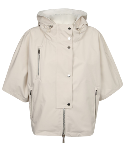 Moorer Lightweight Short-sleeved Hooded Jacket In White