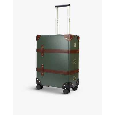 Shop Globe-trotter Centenary Carry-on 4-wheel Vulcanised Fibreboard Suitcase In Green/brown