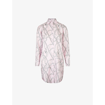 Shop Zadig & Voltaire Raiss Chain-print Silk-twill Shirt In Dragee