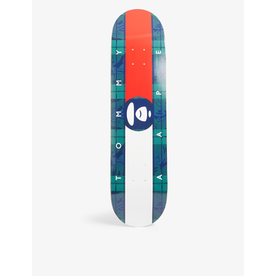 Aape X Tommy Hilfiger Graphic-print Wooden Skateboard In Navy Green |  ModeSens