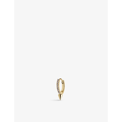 Shop Maria Tash Single Spike 8mm 18ct Yellow-gold And 0.08ct Diamond Hoop Earring In Yellow Gold